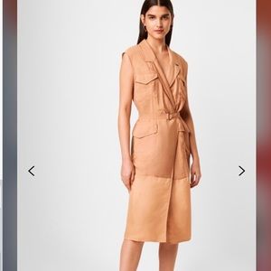 Tan Nude Wrap Belted Midi Dress Size 10